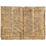 Large collection of leaves - from Romanesque manuscripts, in Latin on parchment [eleventh and...