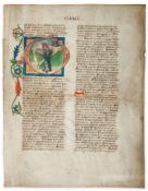 Habakkuk - in a historiated initial on a leaf from a large Bible, in Latin  in a historiated initial