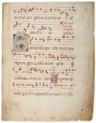 Large initial on a leaf - from an illuminated manuscript Gradual, in Latin on parchment [Italy  from