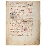 Large initial on a leaf - from an illuminated manuscript Gradual, in Latin on parchment [Italy  from