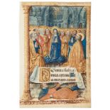 Pentecost, - full-page miniature from an illuminated Book of Hours full-page miniature from an