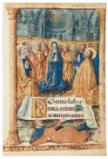 Pentecost, - full-page miniature from an illuminated Book of Hours full-page miniature from an