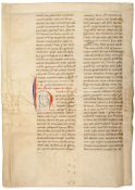 Leaf from a decorated manuscript Lectionary - with readings from Gregory the Great, Dialogues and