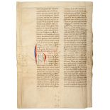 Leaf from a decorated manuscript Lectionary - with readings from Gregory the Great, Dialogues and