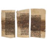 Three fragments from a decorated manuscript - of Augustine’s Confessions and City of God , in Latin