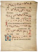 Four leaves from two manuscript Choirbooks, - two with decorated initials, in Latin on parchment [