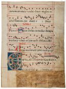Large initial on a leaf - from a decorated manuscript Antiphoner, repaired with sections...  from