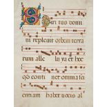 Large illuminated initial on a leaf - from a manuscript Gradual, in Latin on parchment [northern