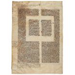 Leaf from a monumental manuscript - copy of Pope Boniface VIII, Sextus Liber Decretalium  copy of