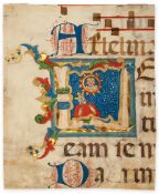 King David, - within a historiated initial from an illuminated manuscript...  within a historiated