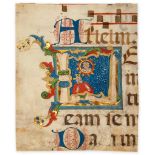 King David, - within a historiated initial from an illuminated manuscript...  within a historiated