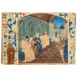 A Roman council, most probably the Senate, - large miniature from an illuminated manuscript of