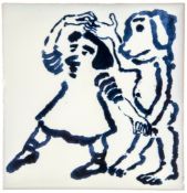 Paula Rego (b.1935) - Untitled painted ceramic tile, signed in black ink verso,  produced by