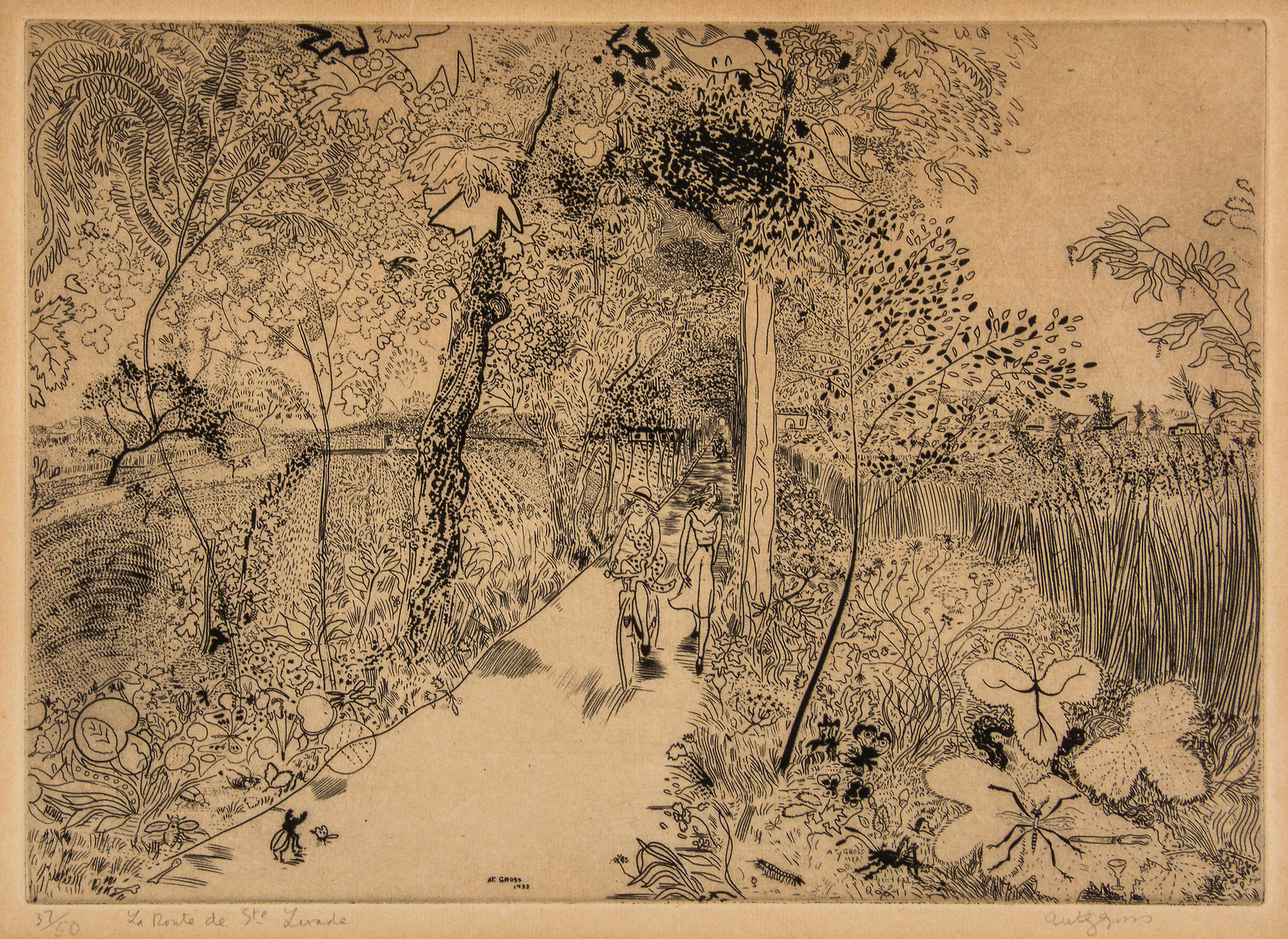 Anthony Gross (1905-1984) - La Route de Sainte Livrade etching, 1933, signed and titled in pencil,