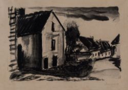 Maurice de Vlaminck (1876-1958) - Maisons Rustiques à Valmondois lithograph, c.1925-26, signed in