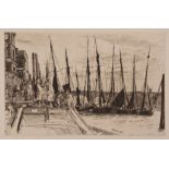 James Abbott McNeill Whistler (1834-1903) - Barges on the Thames at Billingsgate (K.47) etching,