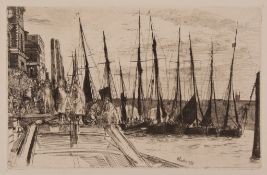 James Abbott McNeill Whistler (1834-1903) - Barges on the Thames at Billingsgate (K.47) etching,