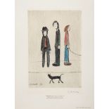 Laurence Stephen Lowry (1887-1976)(after) - Three Men And a Cat offset lithograph printed in