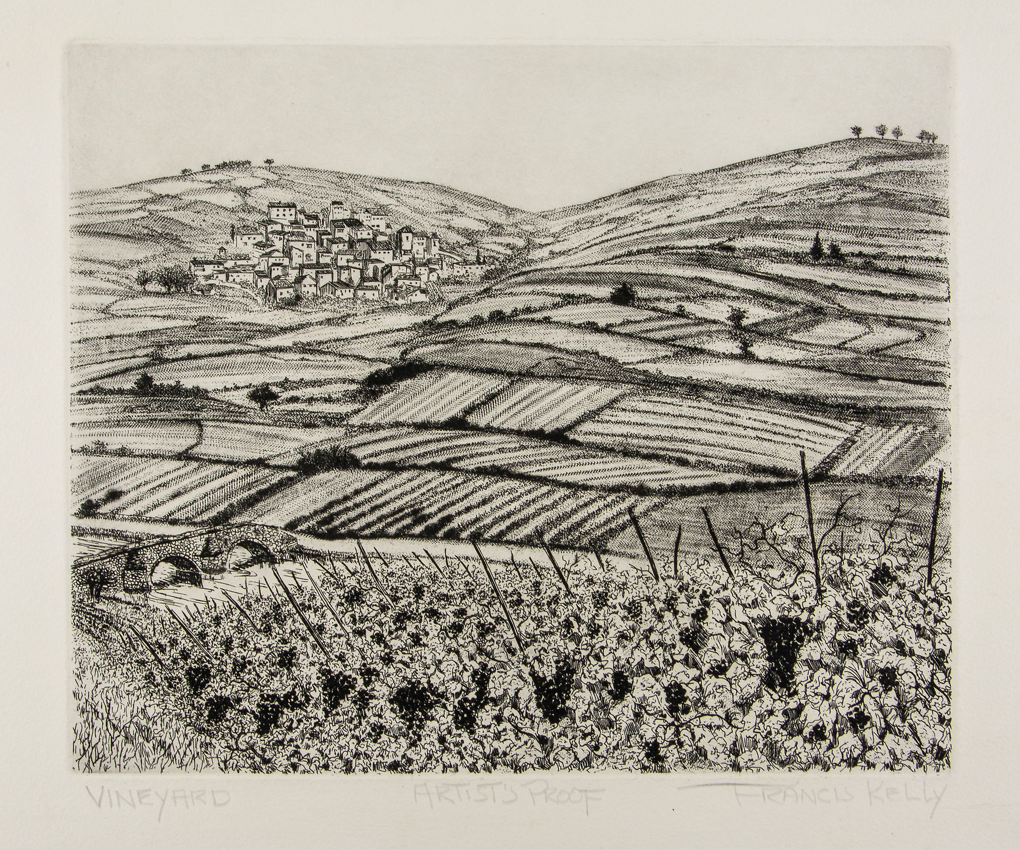 Francis Kelly (b.1929) - Vineyard three etchings, one signed and titled in pencil, inscribed - Image 2 of 2