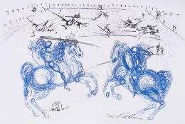 Salvador Dalí (1904-1989) - Los Cabaleros (M.&L.799) etching with aquatint printed in colour,