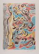 André Masson (1896-1987) - Tribute to Michelangelo lithograph printed in colours, 1975, signed in