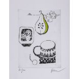 Mary Fedden (1915-2012) - Untitled etching with hand-colouring in watercolour, signed in pencil,