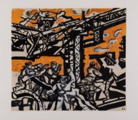 Fernand Léger (1881-1955)(after) - Les Constructeurs lithograph printed in colours, c.1955, on