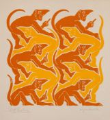 M. C. Escher (1898-1972) - Fire woodcut printed in colours, 1955, signed in pencil, inscribed '