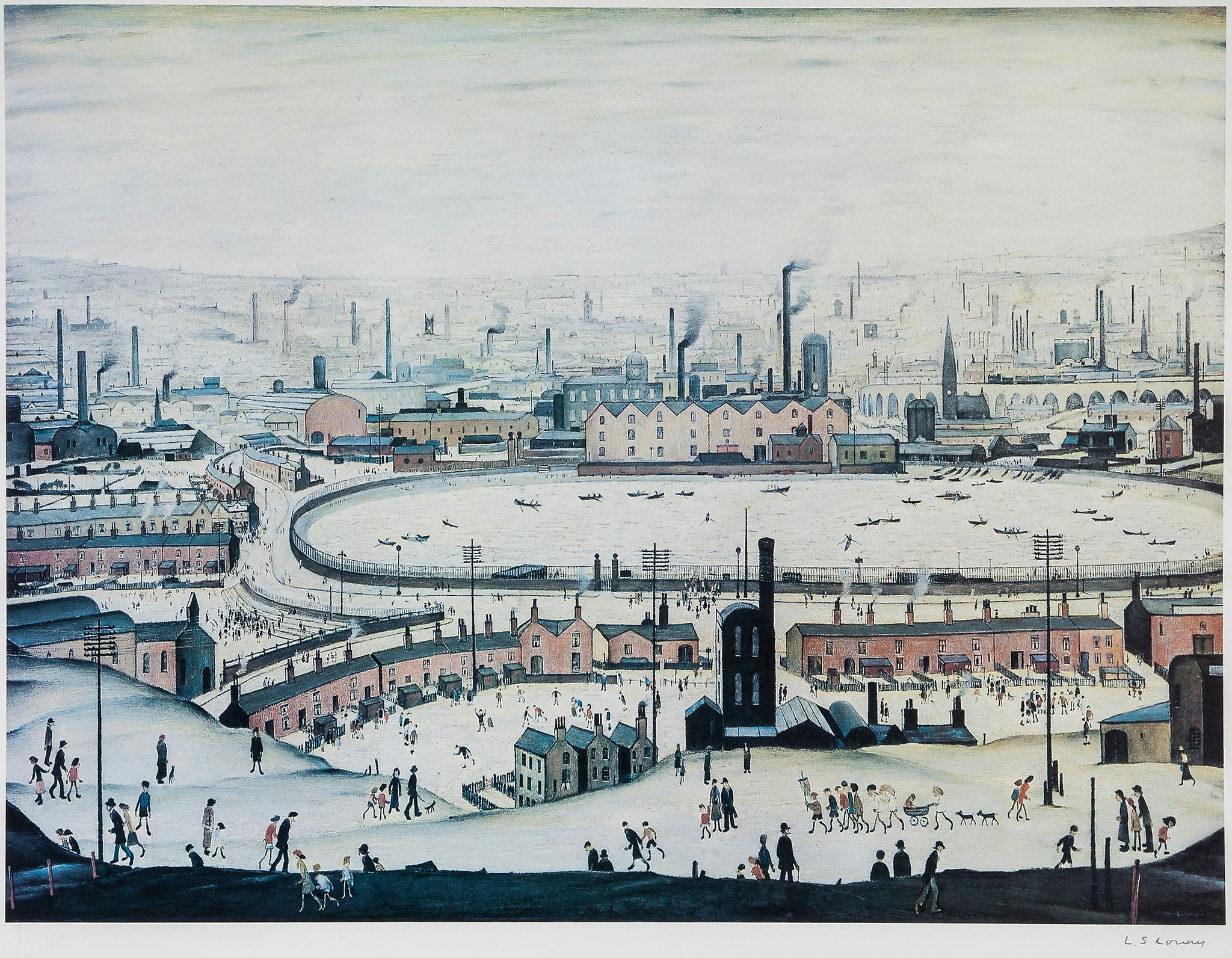 Laurence Stephen Lowry (1887-1976)(after) - The Pond offset lithograph printed in colours, 1974,