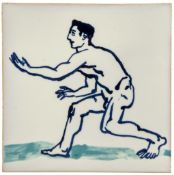 Paula Rego (b.1935) - Homem painted ceramic tile, signed in black ink verso, numbered 123/150,