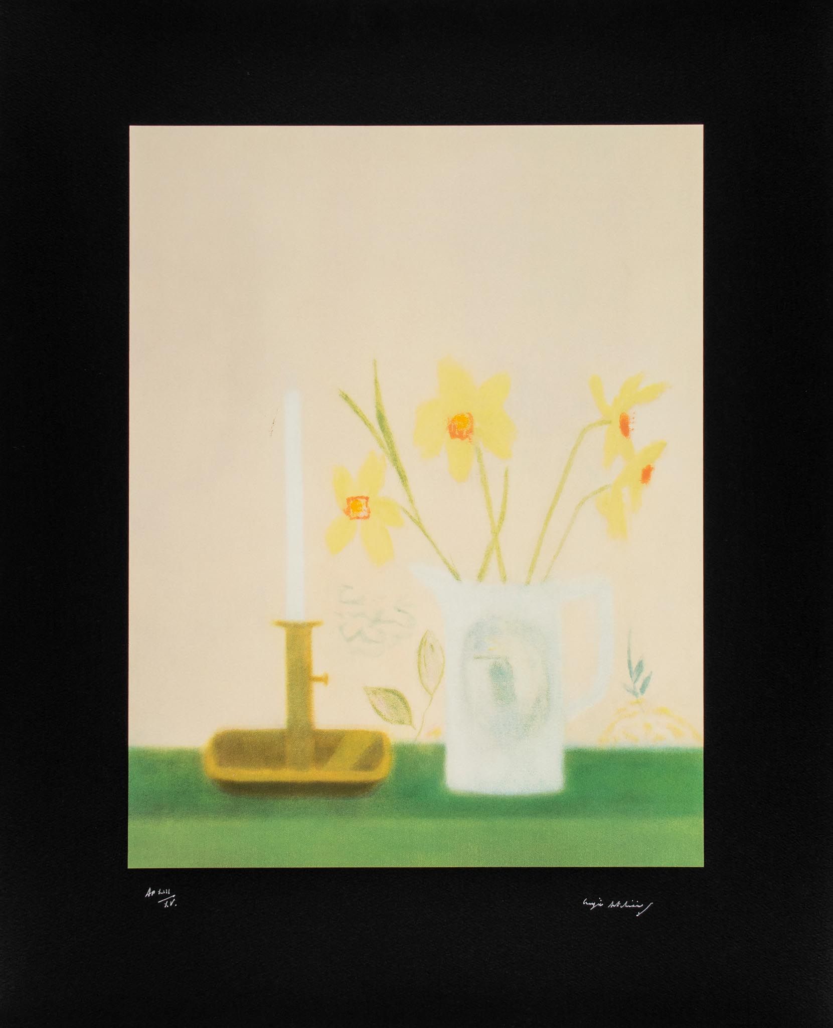 Craigie Aitchison (1926-2009) - Daffodils & Candlesticks screenprint in colours, 1998, signed in