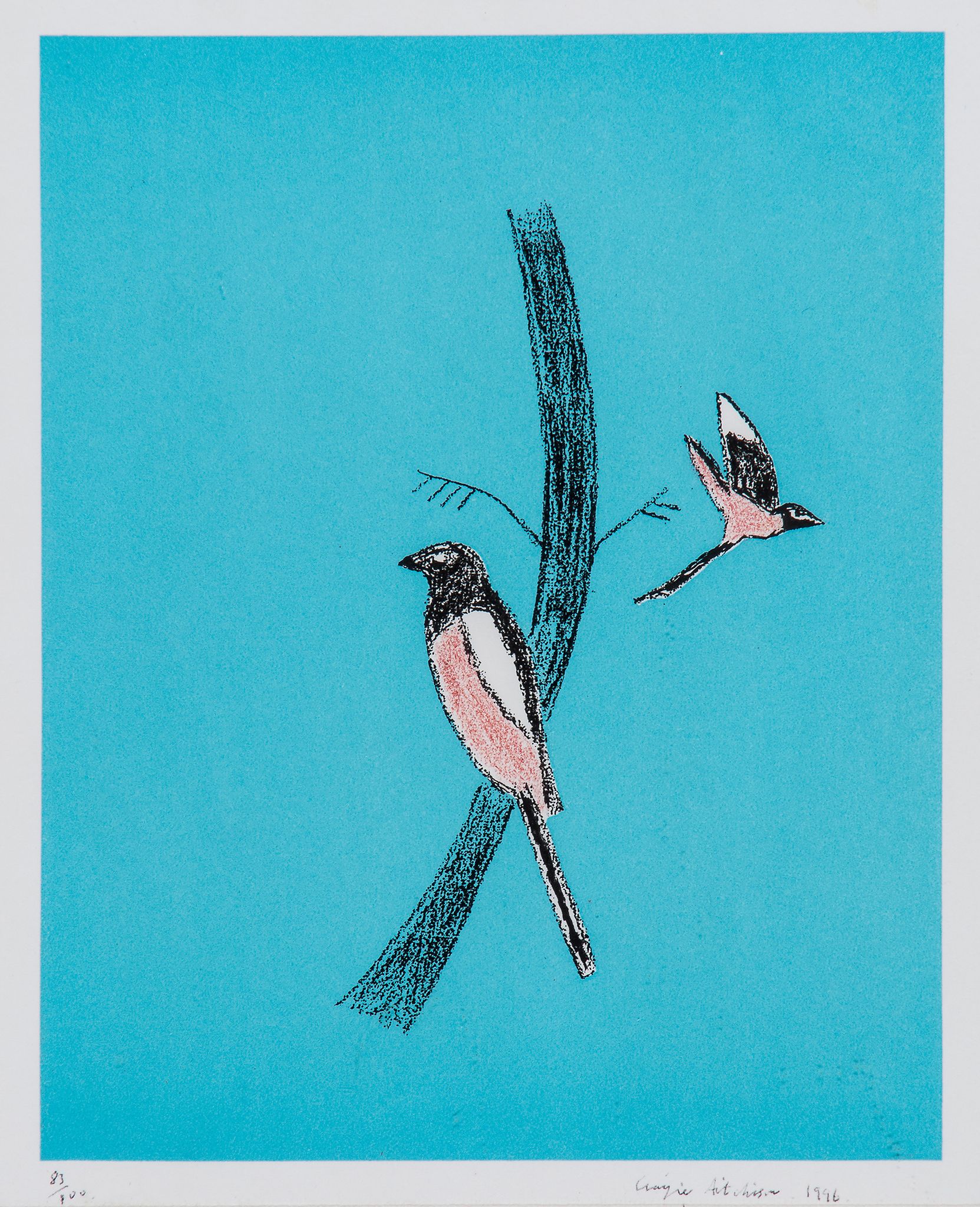 Craigie Aitchison (1926-2009) - Birds lithograph printed in colours, 1996, signed and dated in black