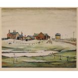 ** Laurence Stephen Lowry (1887-1976)(after) - Landscape with Farm Buildings offset lithograph