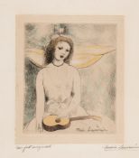 Marie Laurencin (1885 - 1956)(after) - Girl with Mandolin etching with hand-colouring in