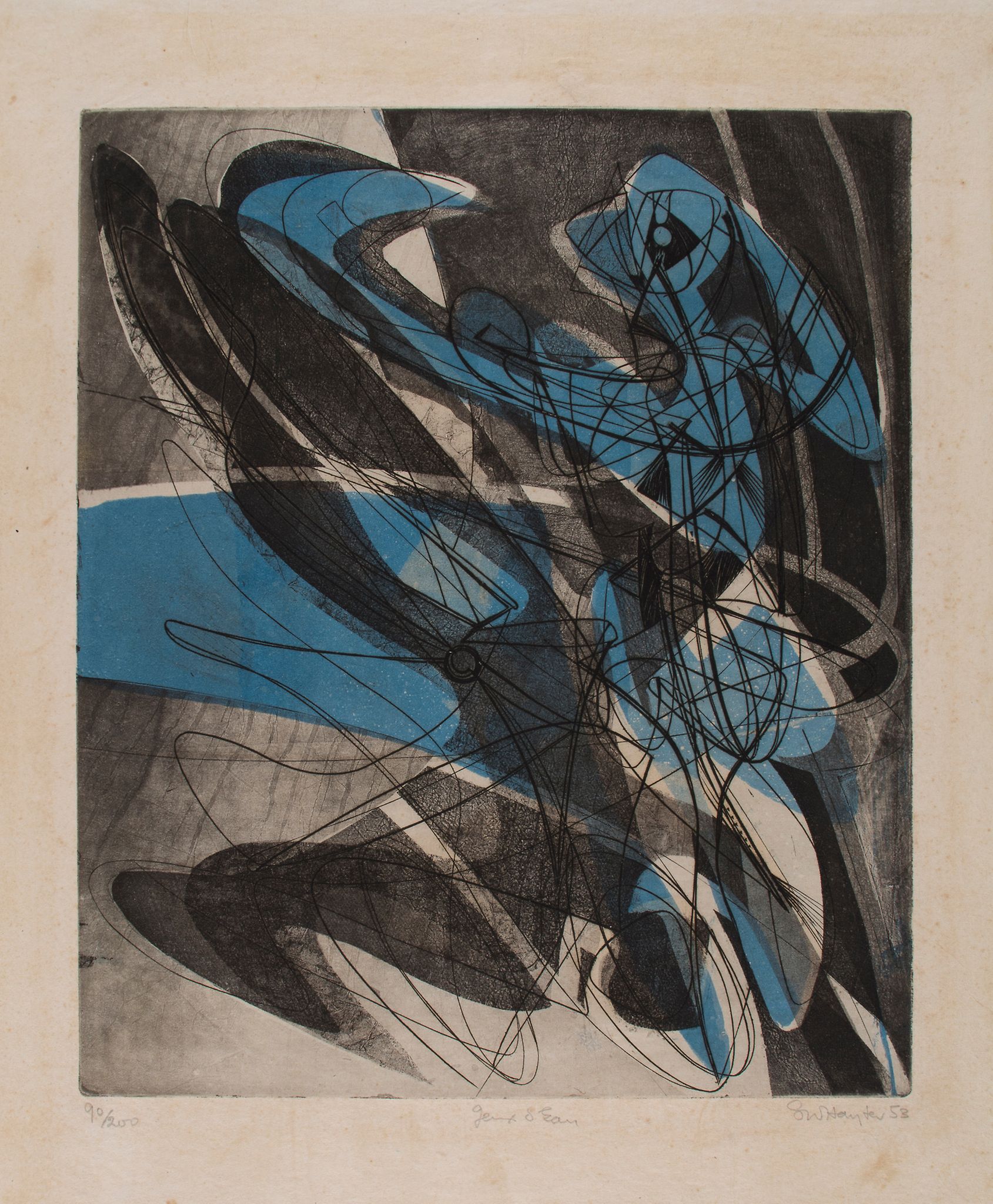 Stanley William Hayter (1901-1988) - Jeu d'Eau (B&M. 208) engraving with soft-ground etching printed