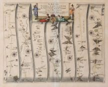 Yorkshire.- Ogilby (John) - The Road from York to Lancaster,  engraved strip road map with hand-