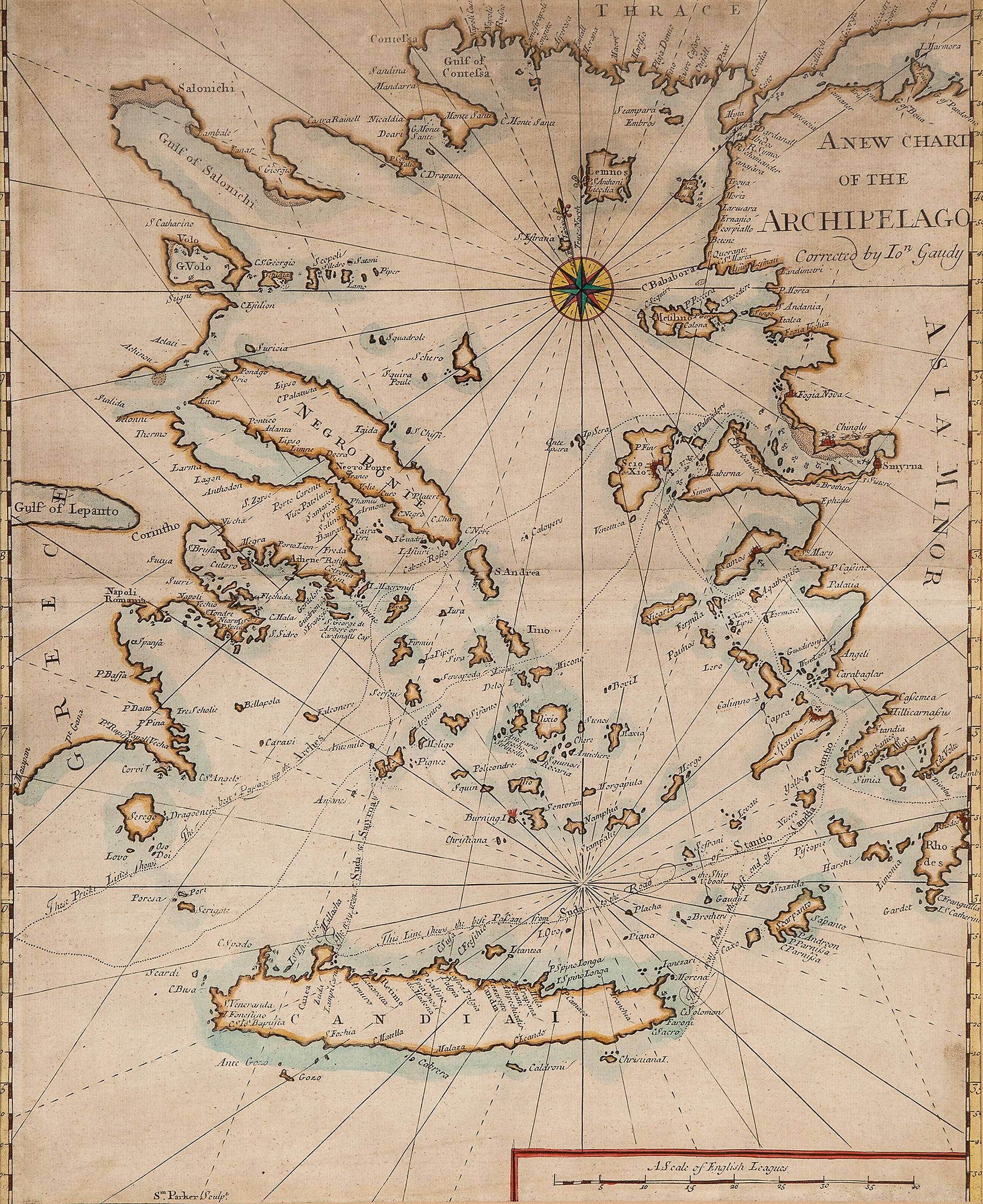 Gaudy (John) - A New Chart of the Archipelago, the Aegean and eastern Mediterranean from the Marmara