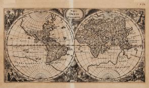 World.- Cluver (Philipp) - Typus Orbis Terrarum, double-hemisphere world for Introductio In