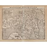 Munster (Sebastian) - Angliae Descriptio, ptolemaic map of the British Isles, the east coast of