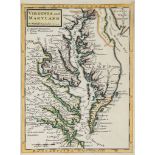 Moll (Herman) - Virginia and Maryland, the Chesapeake Bay area,   engraved map with original hand-