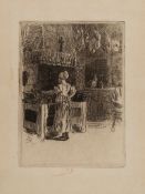 Rops (Félicien Joseph Victor) - La Cuisine de L'Auberge des Artistes a Anseremme,  etching and