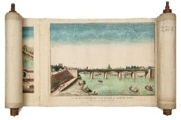 Chereau (Jacques) - A vue d'optique scroll of 12 views of Paris,  original hand-coloured engravings,