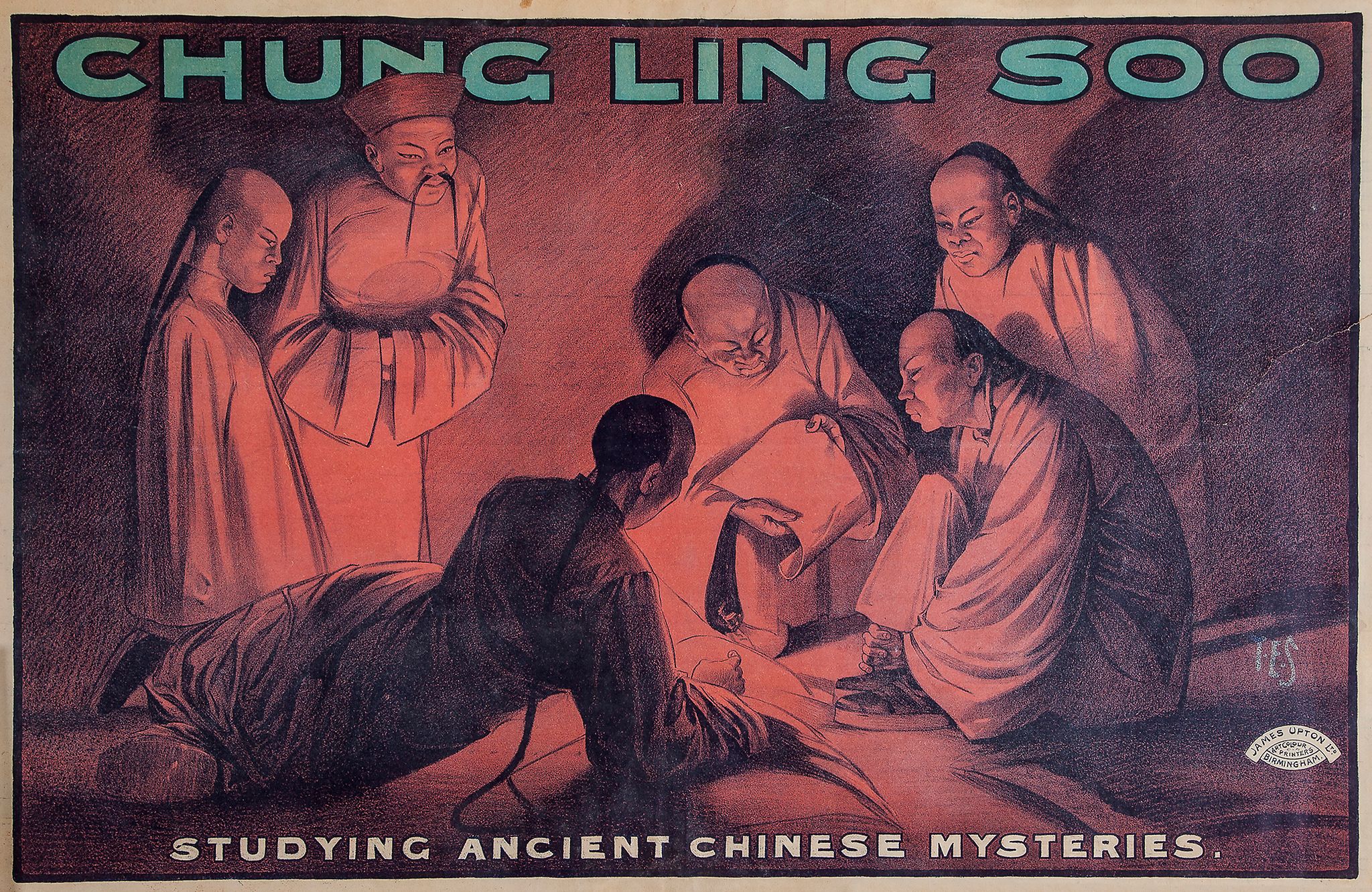 ANONYMOUS - CHUNG LING SOO, Studying ancient Chinese Mysteries lithographic poster in colours,