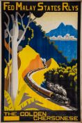 FLEMING, Hugh M le - FED MALAY STATES RLYS, The Golden Chersonese lithographic posters in colours,