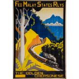 FLEMING, Hugh M le - FED MALAY STATES RLYS, The Golden Chersonese lithographic posters in colours,
