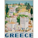 MOSCHOS, G - GREECE, Island of Andros lithographic poster in colours, 1949, printed by M.