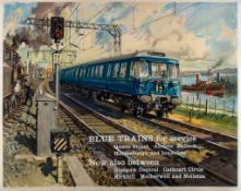 CUNEO, Terence - BLUE TRAINS, The Helensburgh Electric Railcar lithographic poster in colours,