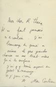 COCTEAU, JEAN - Autograph letter signed to Richard Thoma in French Autograph letter signed ('Jean