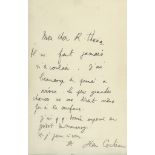 COCTEAU, JEAN - Autograph letter signed to Richard Thoma in French Autograph letter signed ('Jean