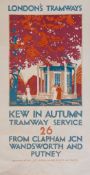 PORTER, Leslie R - LONDON TRAMWAYS, Kew lithographic poster in colours, 1925, printed by Vincent